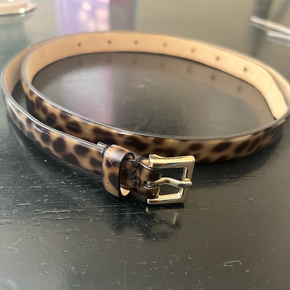 J. Crew Accessories - JCrew Patent Leather Belt Cheetah Print Size Small